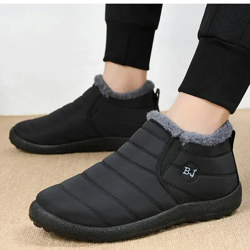 Nuevas botas de invierno impermeables para hombres y mujeres, botas de nieve de felpa, zapatos cálidos de algodón para parejas, zapatos de suela gruesa, calidez para exteriores - imagen 3