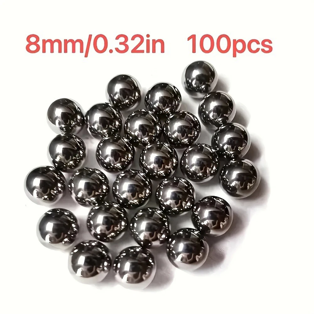 Juego de bolas de acero inoxidable de 100 Uds., 4mm, 5mm, 6mm, 7mm, 8mm, cuentas redondas lisas, rodamiento sólido de Metal de alta precisión para caza - imagen 5