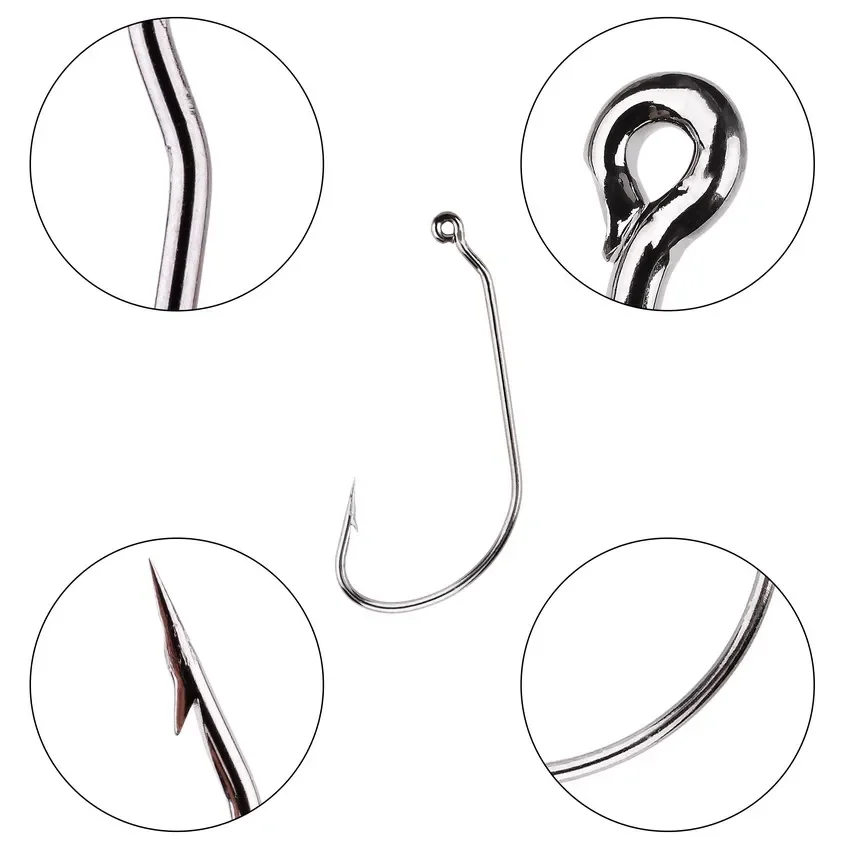 Anzuelos de pesca de carpa de 10 piezas, anzuelos de púas con revestimiento de acero de alto carbono, manivela ancha, aparejos de pesca, 1/0-5/0 # - imagen 5