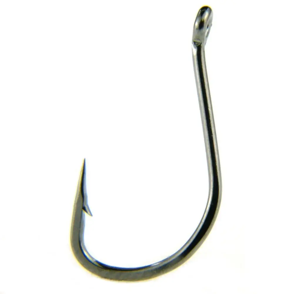 Anzuelo de pesca de acero de alto carbono, anzuelo de pesca de boca torcida negra, plantilla única, aparejos 5 #-12 #, 100 unids/lote por caja - imagen 5