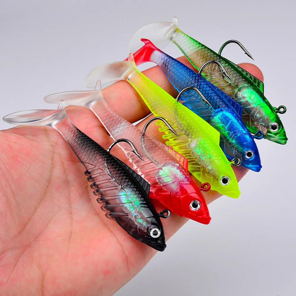 Señuelos de Pesca con señuelo suave, anzuelo con cabeza de anzuelo de 11g, cebo suave Swimbait para aparejos de Pesca de lubina, 5 uds. - imagen 4