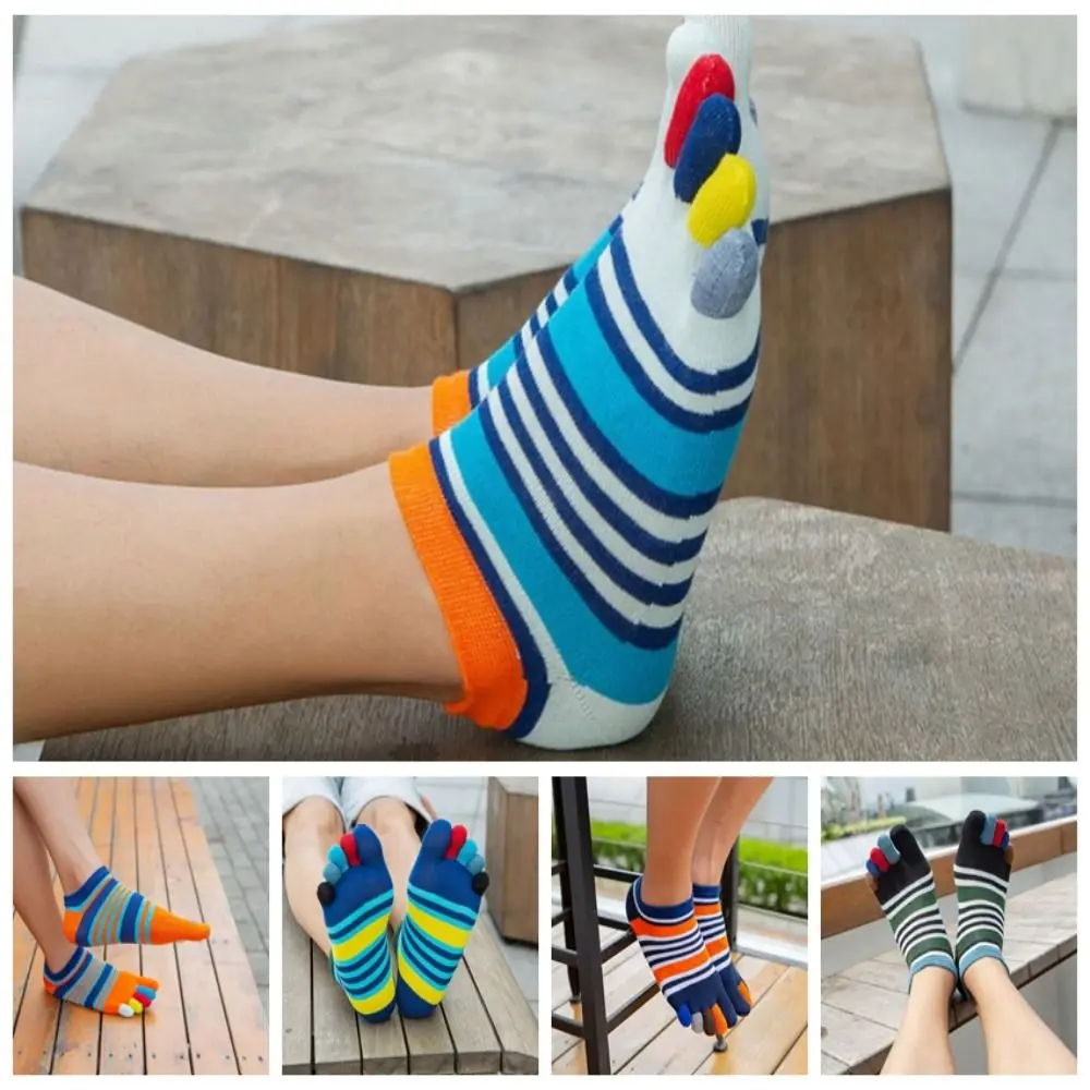 1 par de cómodos EU39-44 calcetines de cinco dedos de malla antifricción No Show calcetines tobilleros de algodón transpirable calcetines de hombre Primavera Verano - imagen 3