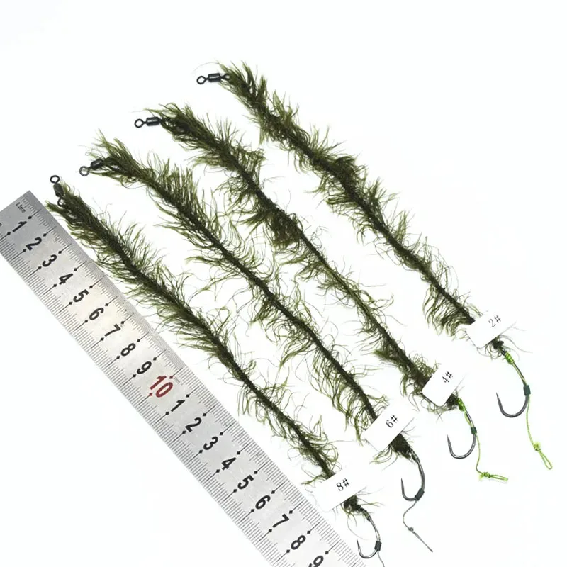 TAKEDO-sedal de pesca de carpa de camuflaje, sin anzuelo de púas, hilo trenzado de hierba, accesorios de aparejos de carpa europeos, 2 # , 4 # , 6 # , 8 # - imagen 5