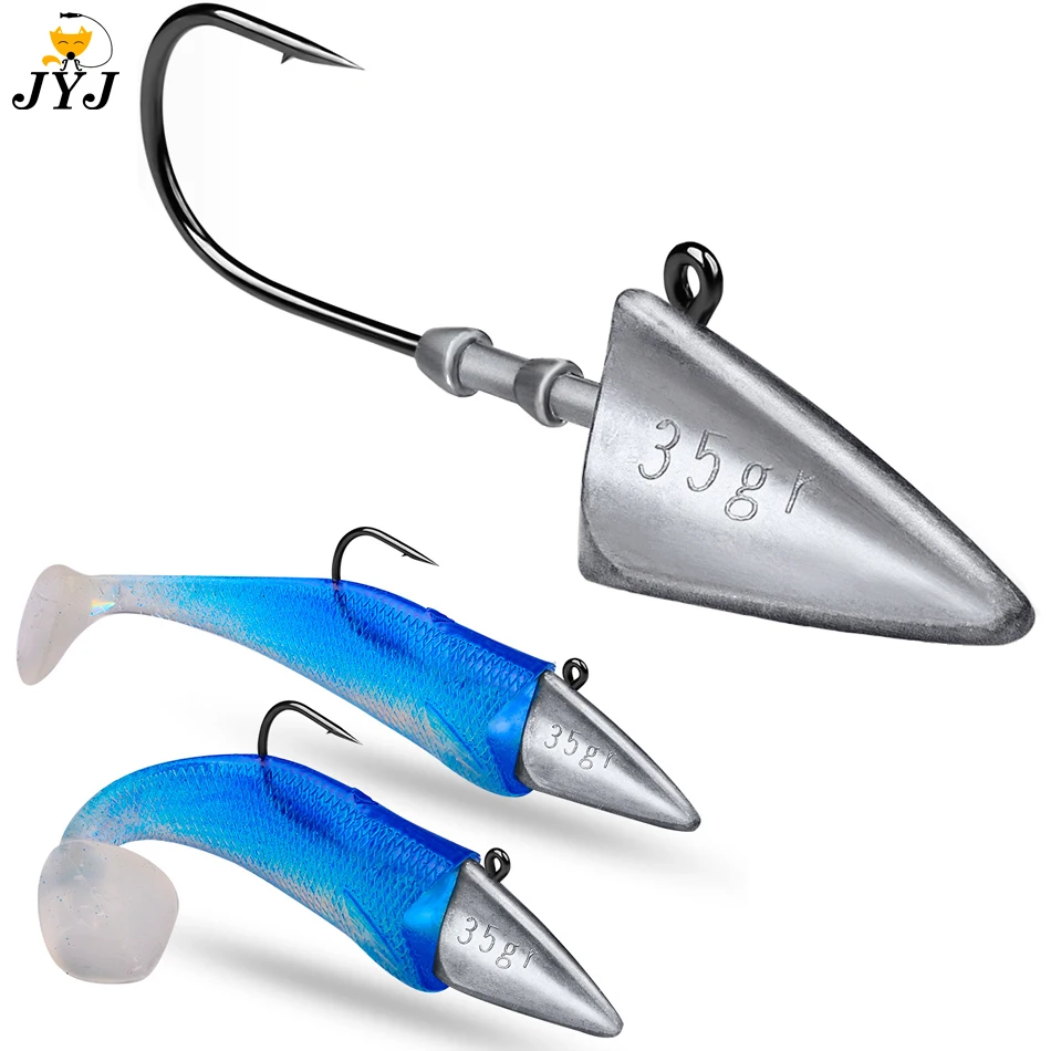 Anzuelos JYJ mostrando su diseño de cabeza triangular y 7-35g para pesca efectiva