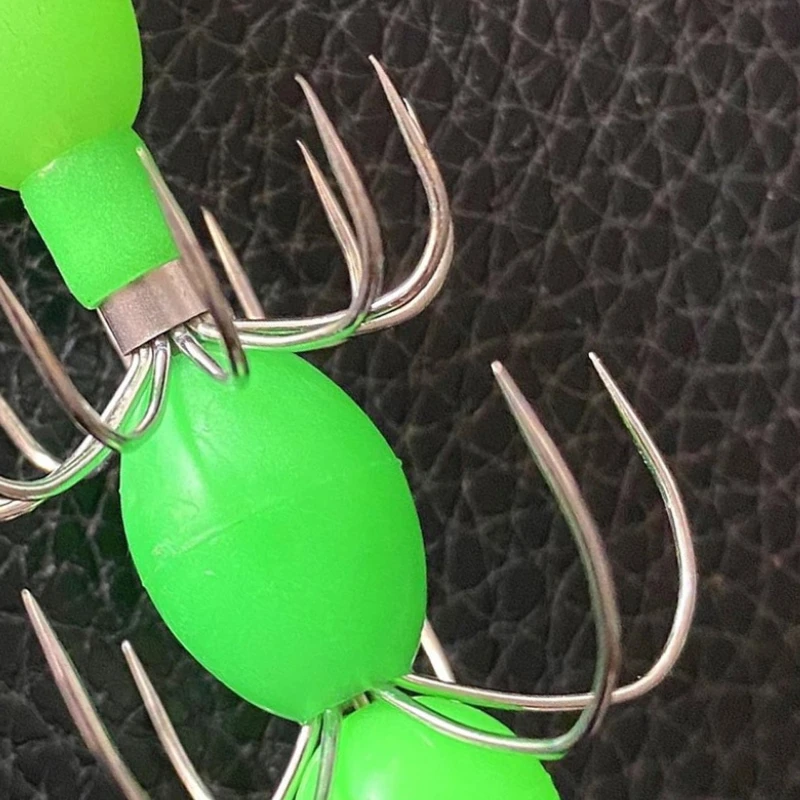 Gancho de calamar luminoso Ackibbik, anzuelo de plantilla de calamar brillante de 8g, anzuelo de pulpo para pesca en el mar, anzuelo luminoso para paraguas de calamar, agua salada, 1 ud. - imagen 5