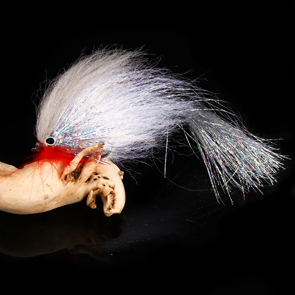 Wifreo 2 piezas/4 piezas # 4/0 Streamer grande mosca epoxi 3D ojo de pez marabú Hackle Flash oropel cola pesca con mosca moscas trucha Señuelos de pesca - imagen 5