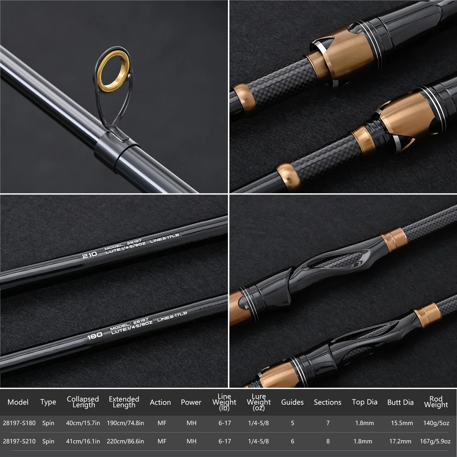 Caña de pescar telescópica de 1,8 m, 2,1 m y 2,4 m, caña de pescar giratoria de viaje de alto carbono, caña de pescar portátil antideslizante para pescador - imagen 4