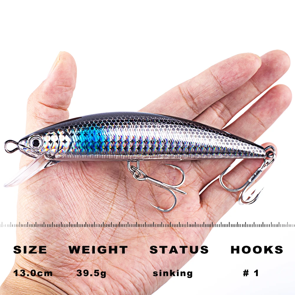 CCLTBA-cebos de piscardo que se hunden, cebos duros de fundición larga, Señuelos de Pesca de Mar, cebo Artificial para agua salada, pececillo, 13cm, 39,5g - imagen 2