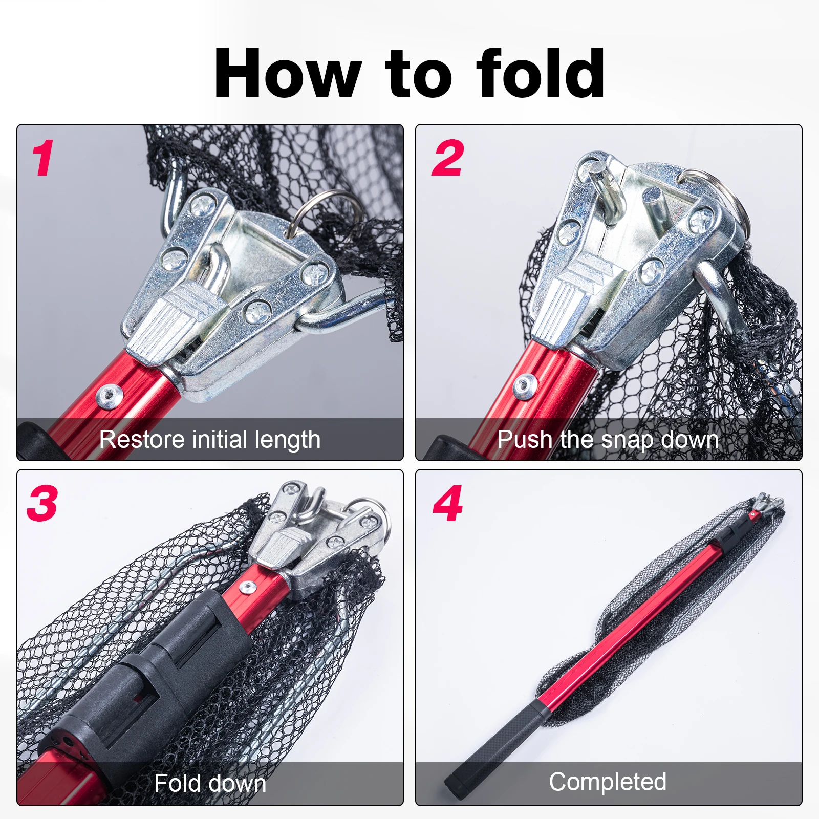 Goture-red de pesca retráctil plegable, 180cm, 210cm, telescópica de aleación de aluminio para pesca con mosca - imagen 4