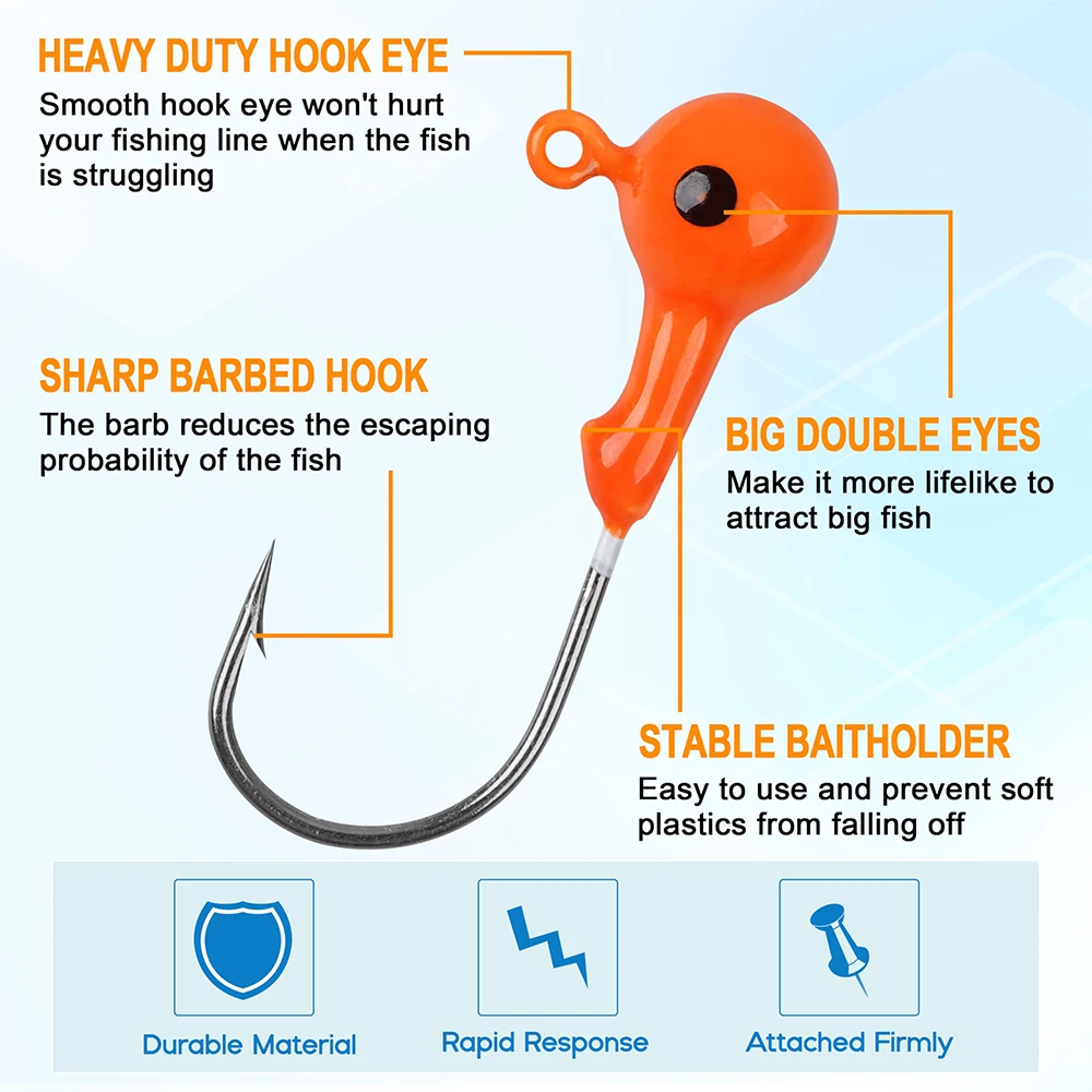 Kit de anzuelos con cabeza de anzuelo de pesca, 90 Uds., bola redonda, Señuelos de pesca con cabeza de anzuelo, anzuelos de pesca pintados para tipo de pez, lubina, trucha, dorado - imagen 2