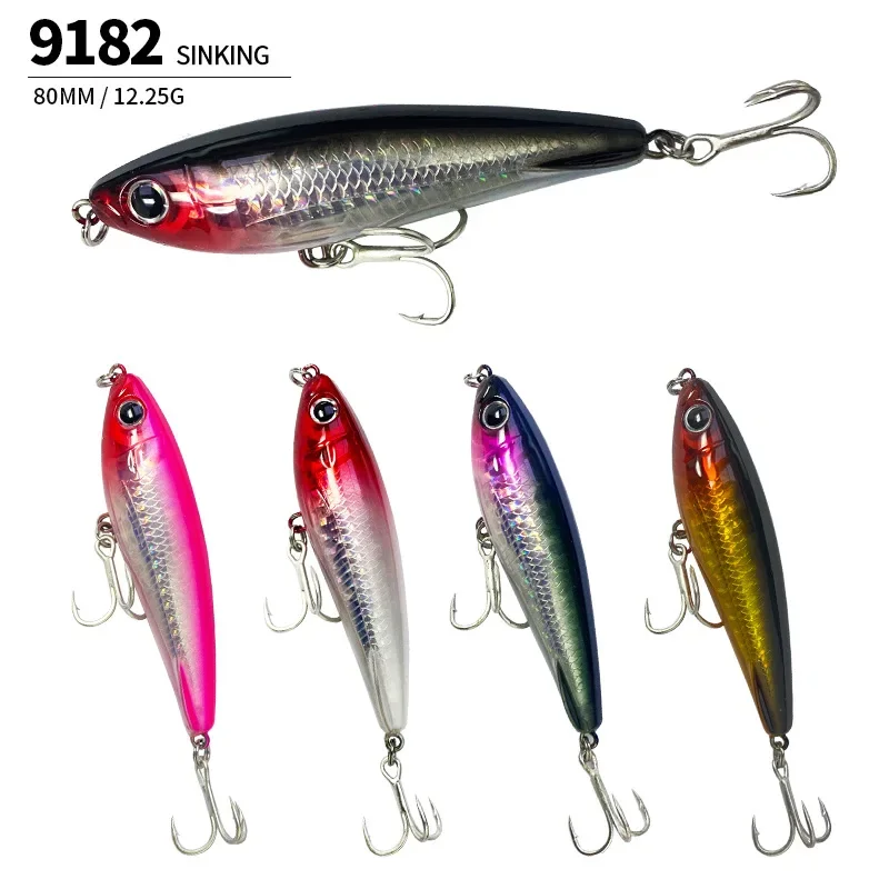 Señuelos de pesca con lápiz que se hunden, 8cm, 12,2g, cebo duro Artificial láser, Wobbler de tiro largo, accesorios de pesca de carpa de agua dulce - imagen 3