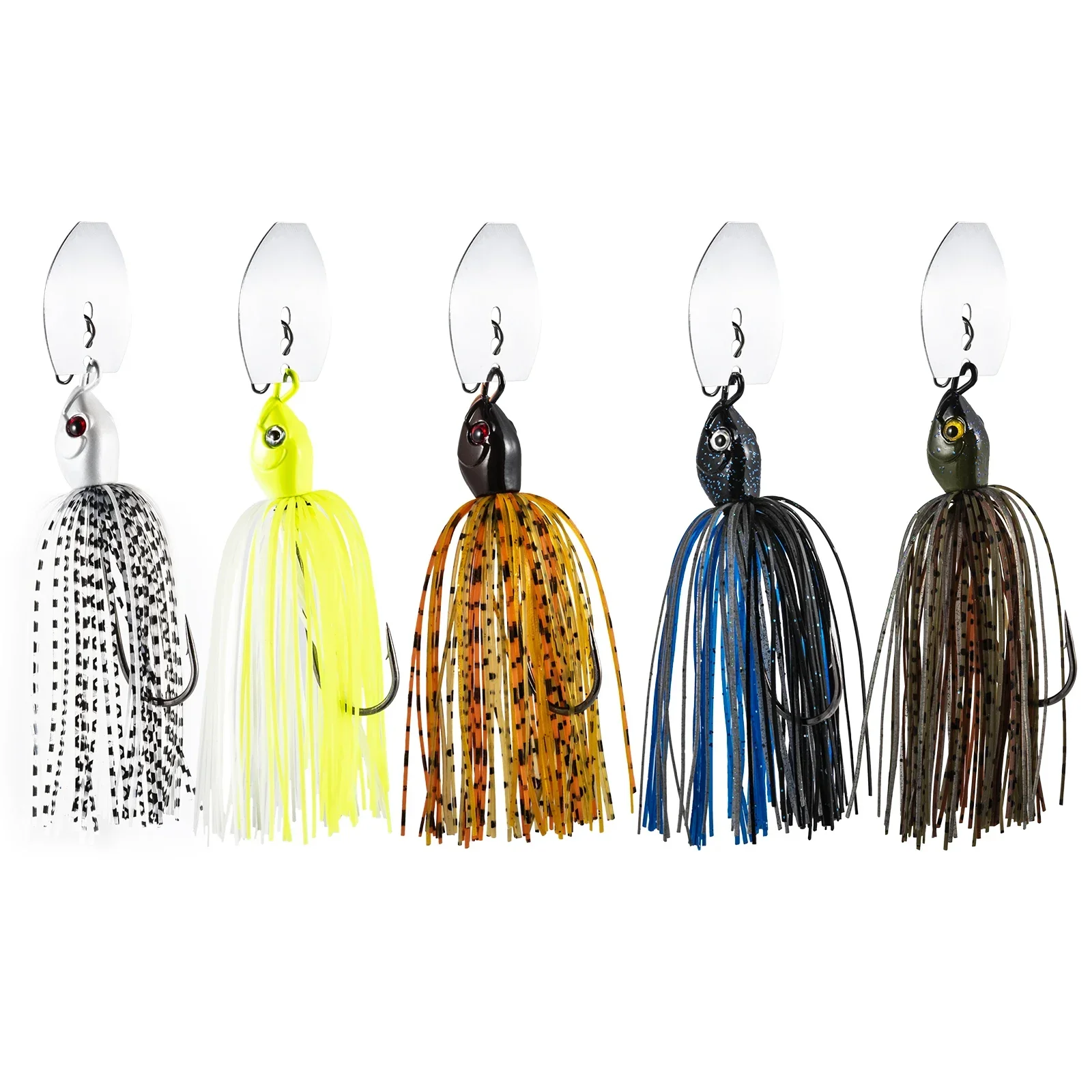 Goture 5 unids/lote 10g 14g cabeza de plantilla de silicona falda barba Señuelos de Pesca mosca goma nadar lubina anzuelo cebo Artificial Para Pesca señuelo - imagen 3