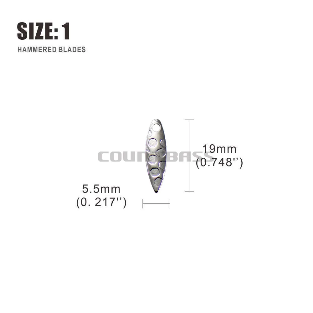 Countbass 50 Uds tamaño 1-tamaño 3 níquel latón hoja de sauce Spinner cuchillas patrón martillado señuelo de pesca accesorios piezas