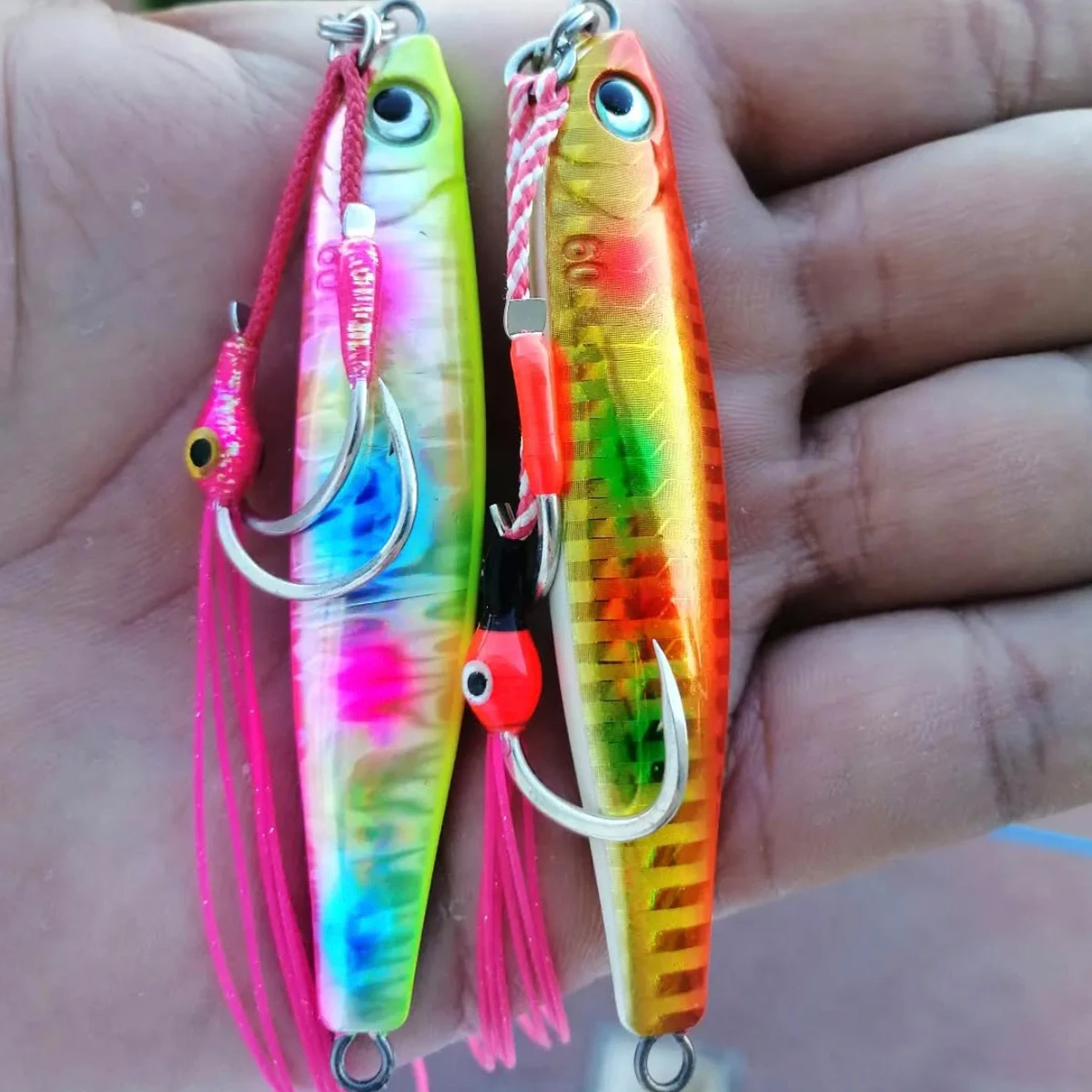 Anzuelo de plumas de plantilla de Metal 1/0 2/0 3/0 4/0 5/0 6/0 anzuelo de Jigging lento anzuelo de pesca anzuelos de asistencia anzuelos de pescado anzuelo doble