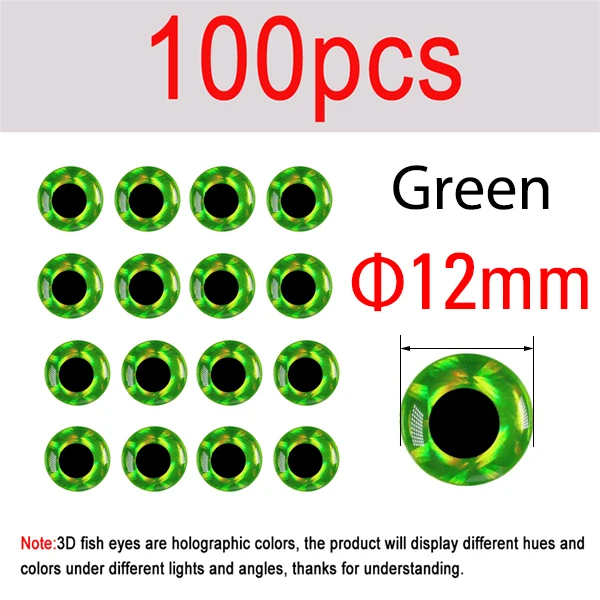 100pcs green 12mm