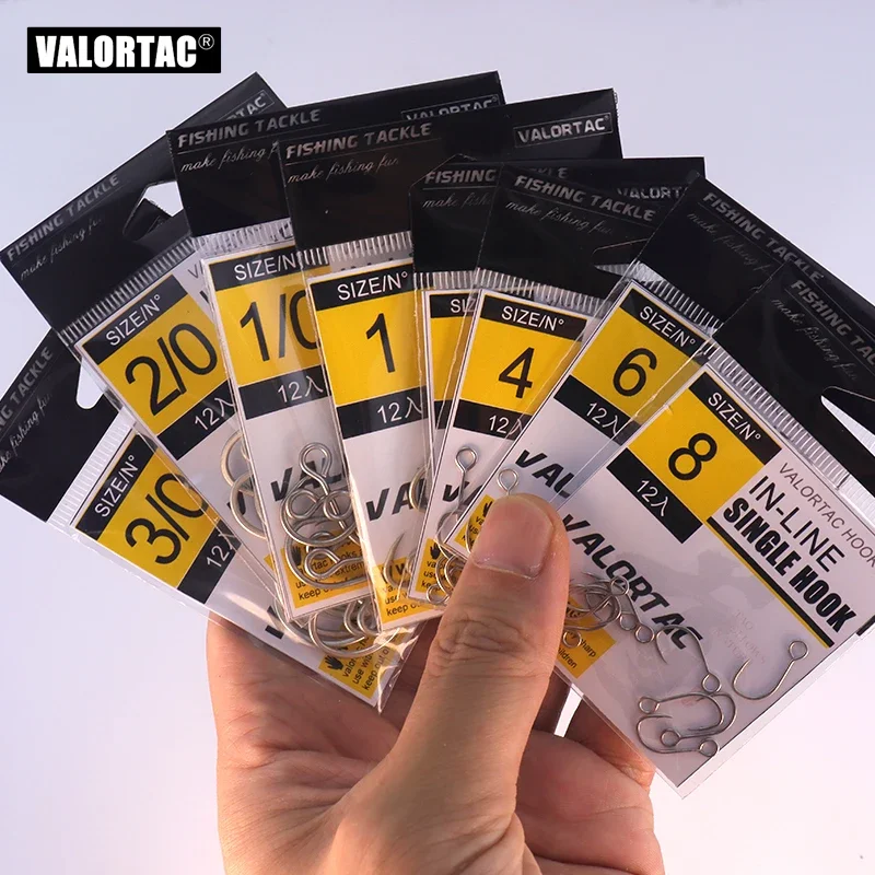 Anzuelos en línea con un solo ojo grande, 12 unidades por paquete, para cebo vivo y anzuelos de pesca individuales con cebo duro - imagen 5