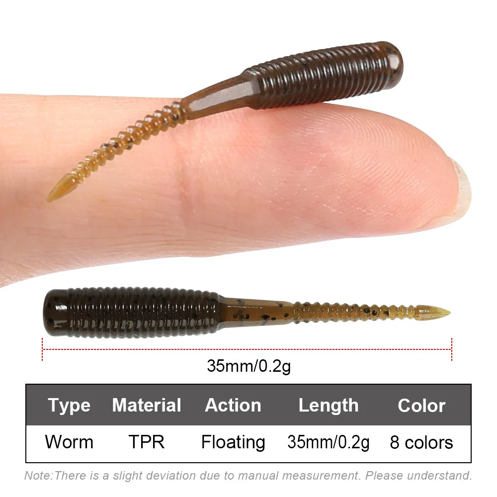 Spinpoler 3,5 cm Ajing gusano suave señuelo de pesca Rockfish TPR flotante Swimbaits luz nocturna plantilla de hielo cebos artificiales lubina 20 unids/pack - imagen 5