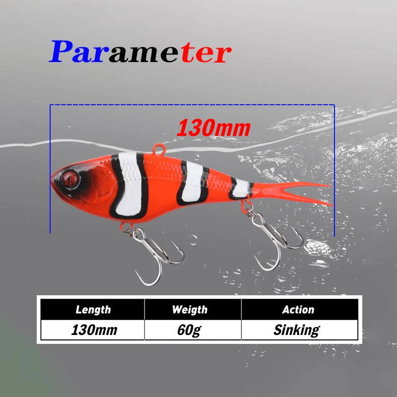 Señuelo de Pesca Testar, 130mm, 60g, cebo suave, bloque de plomo, Wobbles Swimbait, cebo de vibración de fundición larga para lubina, Lucio, Pesca - imagen 2