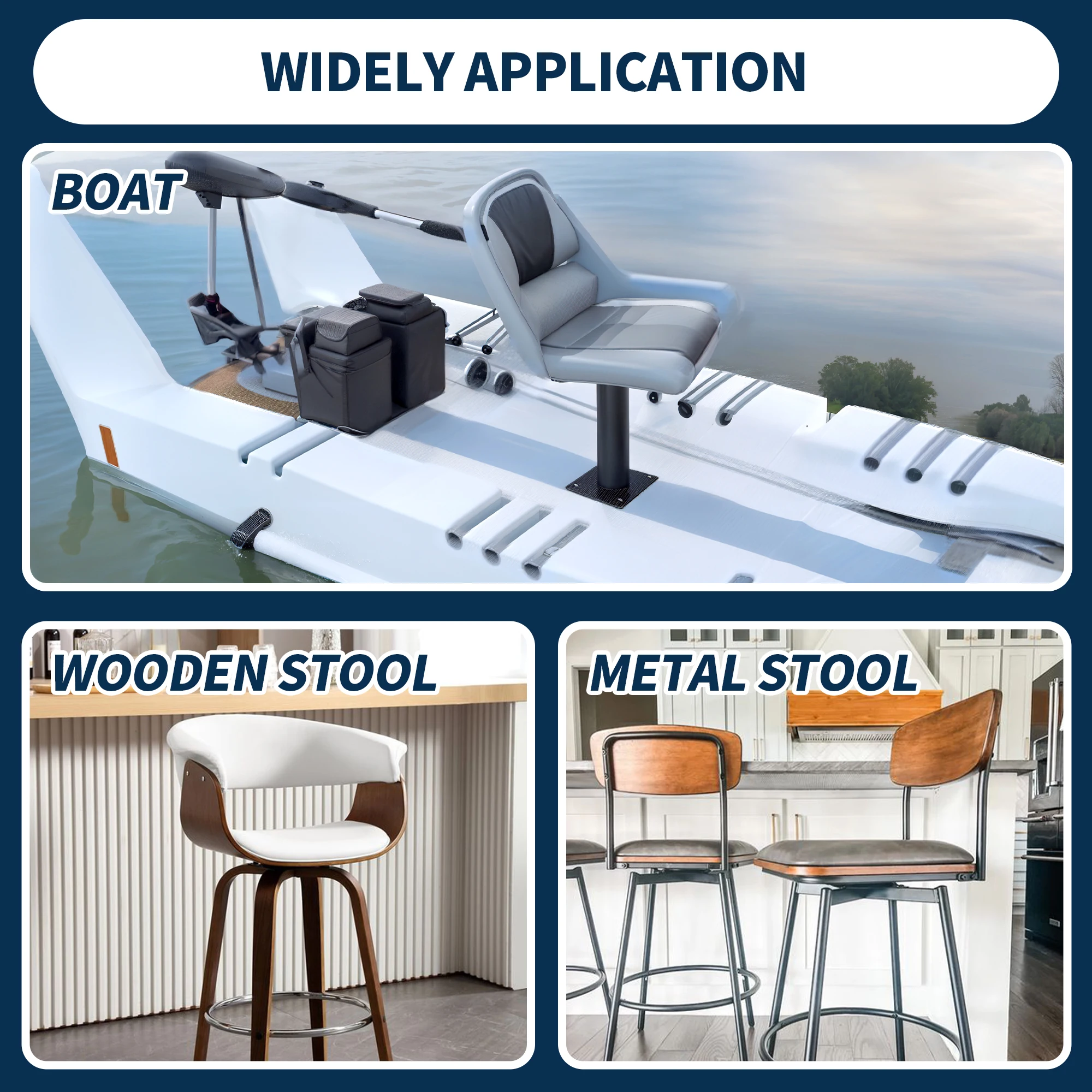 Giratorio para asiento de barco, placa giratoria para asiento de acero inoxidable 316, base de asiento de 7 "x 7" para asiento de barco, soporte giratorio para taburete de bar, sillas giratorias - imagen 5