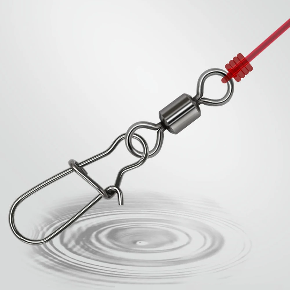 DNDYUJU 30 Uds conector de pesca inoxidable Pin rodamiento giratorio Snap para señuelo gancho aparejos de pesca accesorios herramientas - imagen 5