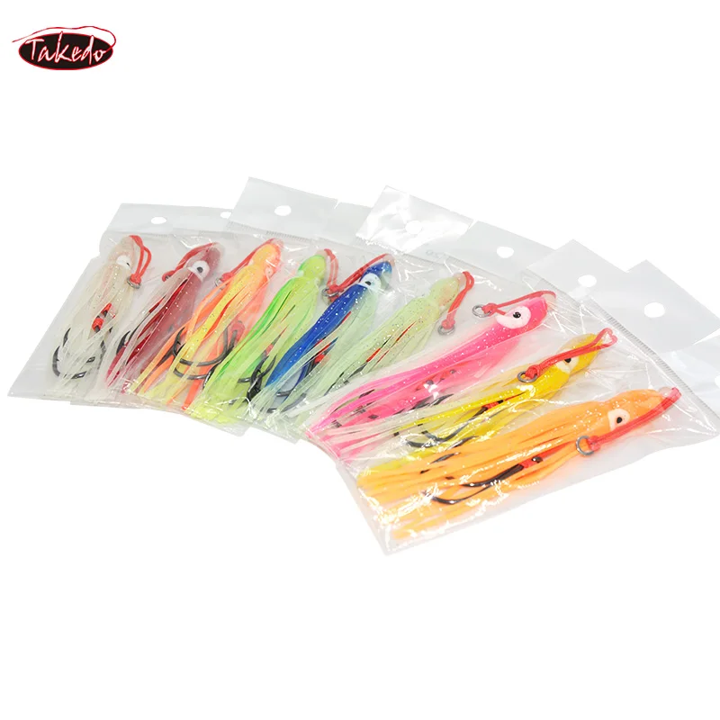 TAKEDO TH01 12cm 8,4g nuevo diseño señuelo de pesca de agua salada PVC suave pulpo Artificial falda de calamar señuelo Trolling señuelo - imagen 5
