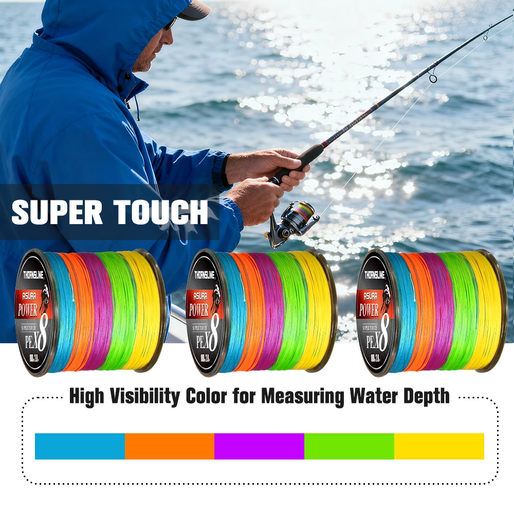 Thornsline-sedal de pesca trenzado de 8 hebras, 300m, 500m, 1000m, línea de pesca trenzada súper fuerte, multicolor, Japón, todo para peces y carpa - imagen 4