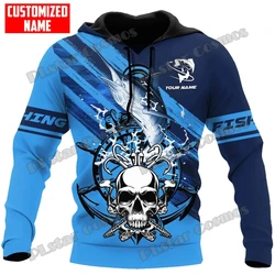 Sudadera con capucha y sudadera con estampado 3D de calavera de pesca de Marlin para hombre, jersey con capucha informal Unisex, chaqueta con cremallera de otoño QDY16