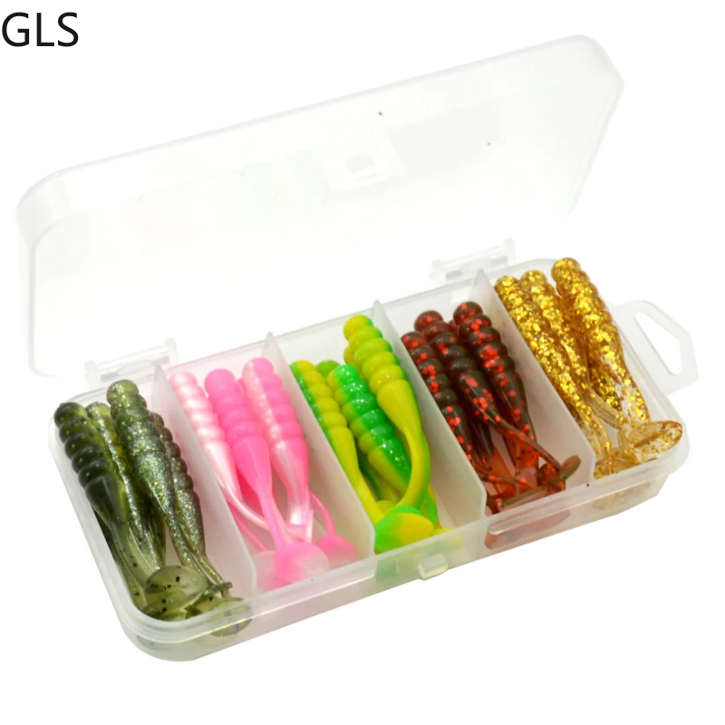 GLS-señuelo de pesca biónico en espiral, Mini gusano de lubina de agua salada, Artificial, de silicona suave, novedad, 30 unids/caja - imagen 4