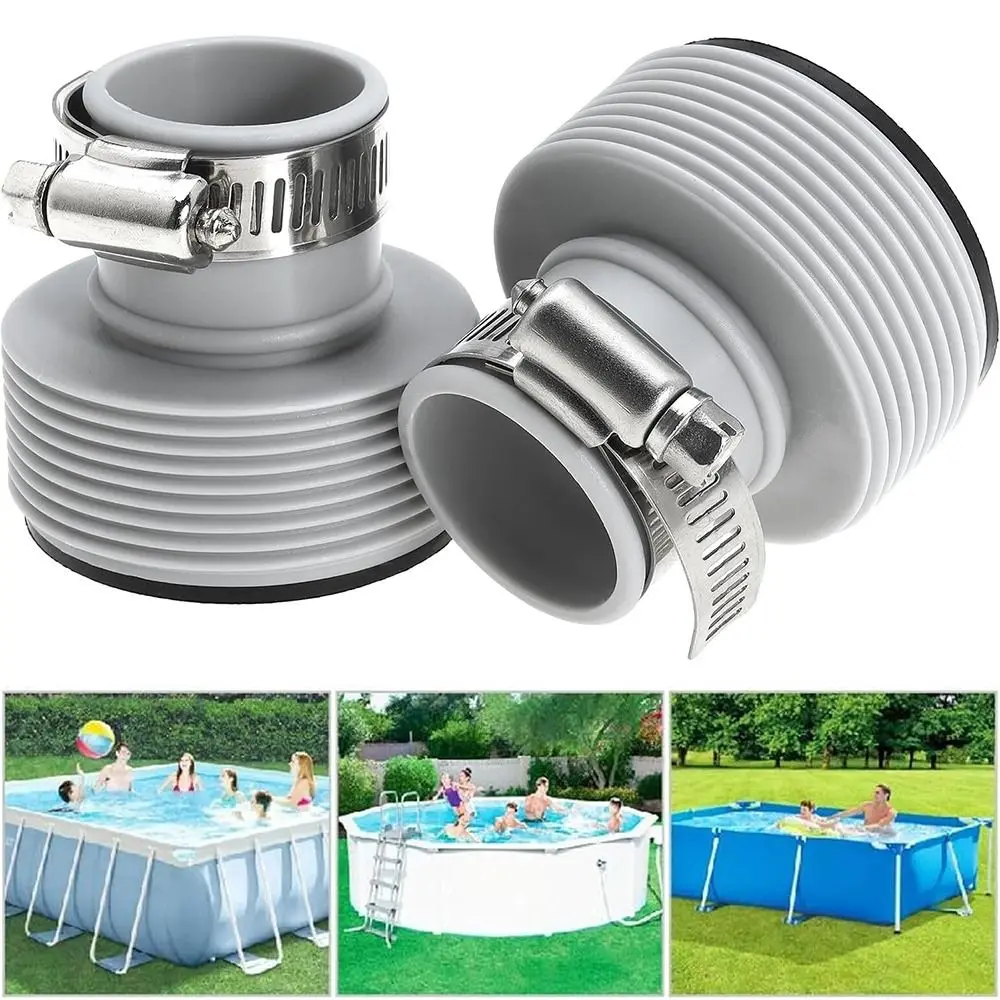 Nuevo Adaptador de manguera de piscina de 1,25 a 1,5 con aro de ajuste, adaptadores de bombas de filtro de piscina de Metal de goma, interfaz de bomba de filtro tipo B - imagen 3