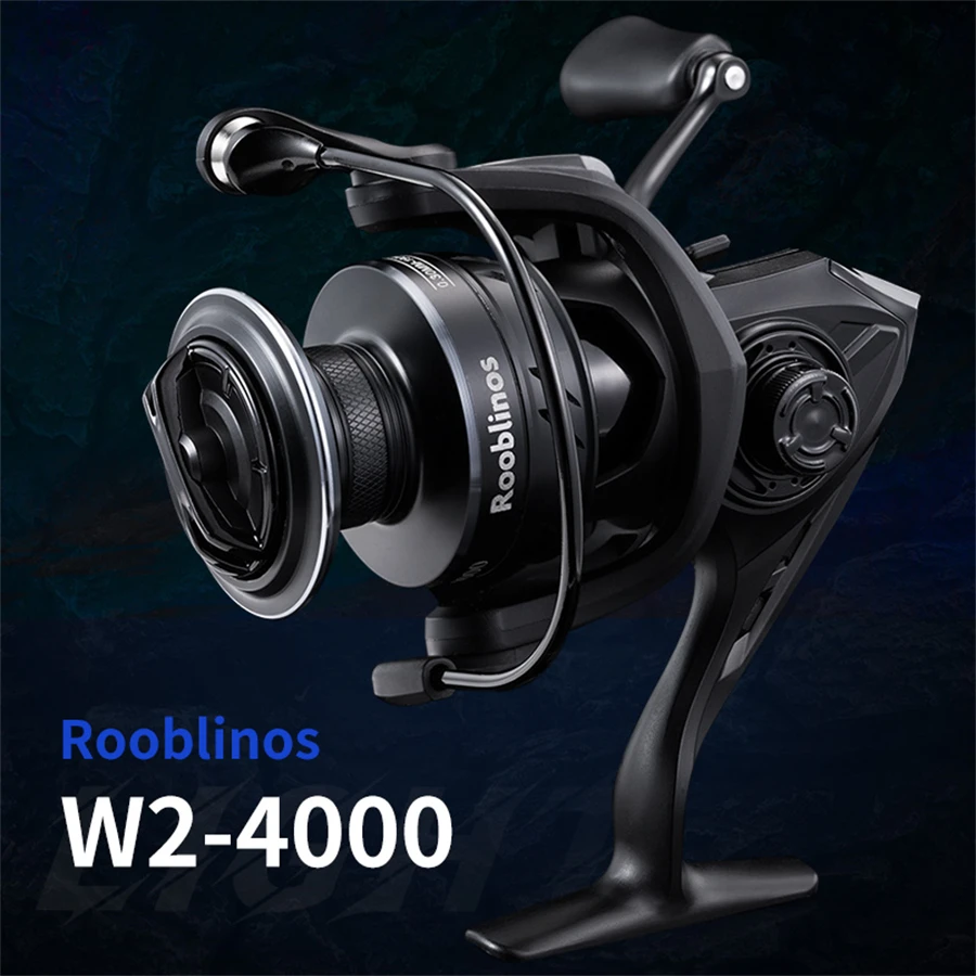 Carretes giratorios Rooblinos W2 de Metal ultraligero, relación de engranaje 5,2: 1, carretes de pesca de arrastre máximo de 17kg para agua salada o dulce - imagen 3