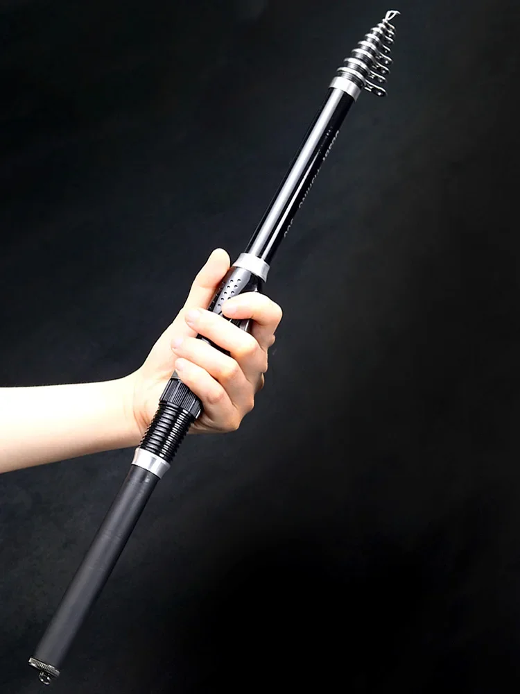 Caña de pescar giratoria telescópica, alimentador de carpa de fibra de carbono, Mini caña ultraligera portátil de viaje, 1,5, 1,8, 2,1, 2,4-3,0 M - imagen 5