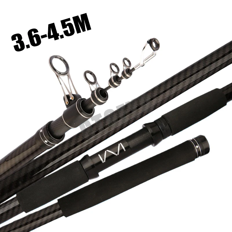 3.6M-4.5M Telescopic Fishing Rod Carbon Portable Spinning Fishing Pole for Boat Saltwater Freshwater Surfcasting Baitcasting R