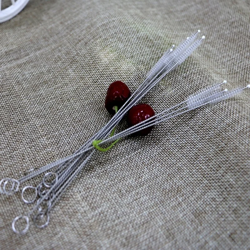 Delicados limpiadores de paja de nailon, cepillo de limpieza, limpiadores de tuberías para beber, limpieza de vidrio de acero inoxidable para coche, cepillo de coco, 10 Uds. - imagen 4