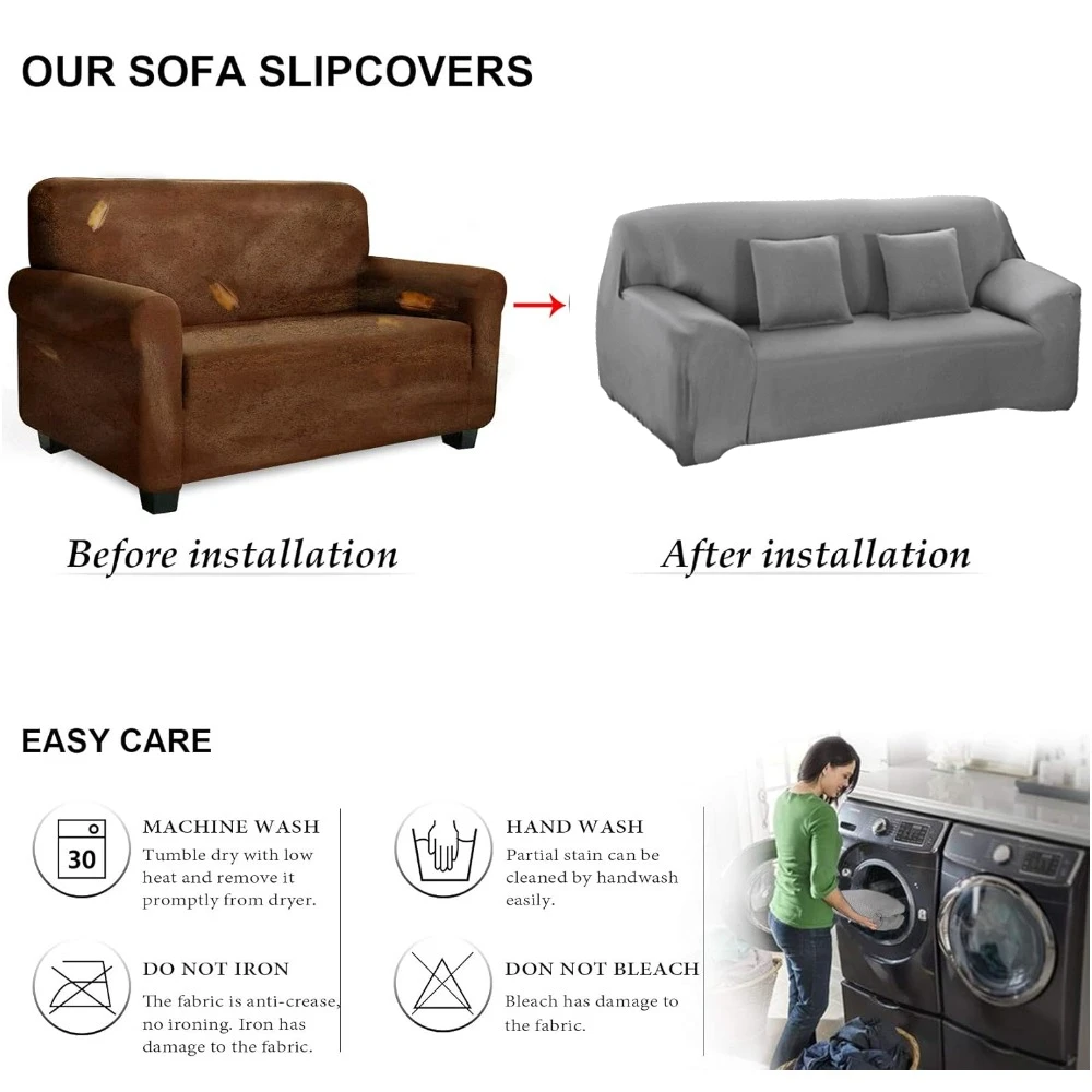Fundas de sofá de Color sólido para sala de estar, funda elástica para sofá, funda para sofá esquinero en forma de L, funda protectora para silla de 1/2/3/4 plazas - imagen 5