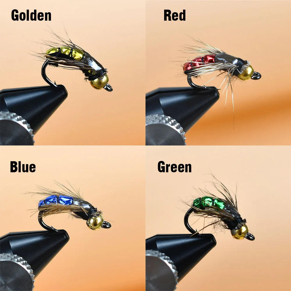MNFT 10 Uds cabeza de cuentas de hundimiento rápido Ninfa Scud mosca insecto gusano trucha pesca moscas insecto Artificial cebo de pesca señuelo - imagen 5