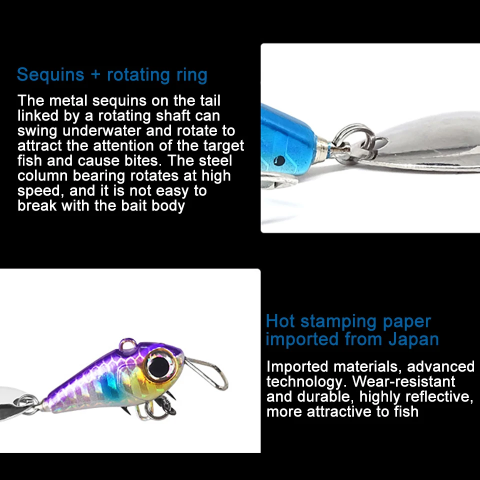 WALK FISH-Cebo giratorio VIB, 1 piezas, 15G/3,3 CM, mosca japonesa que se hunde, Crankbait, Wobblers artificiales, señuelo de pesca para carpa - imagen 4