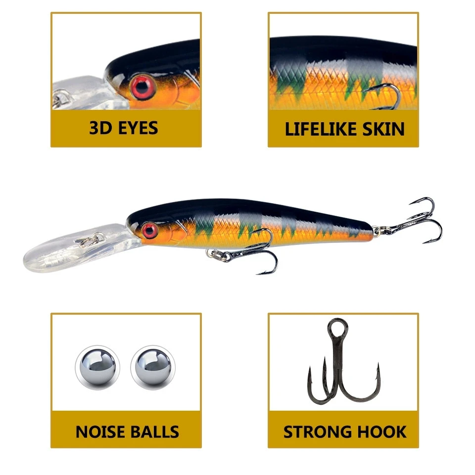 Señuelo Wobbler Minnow para lubina, lucio y perca – buceo profundo - imagen 2