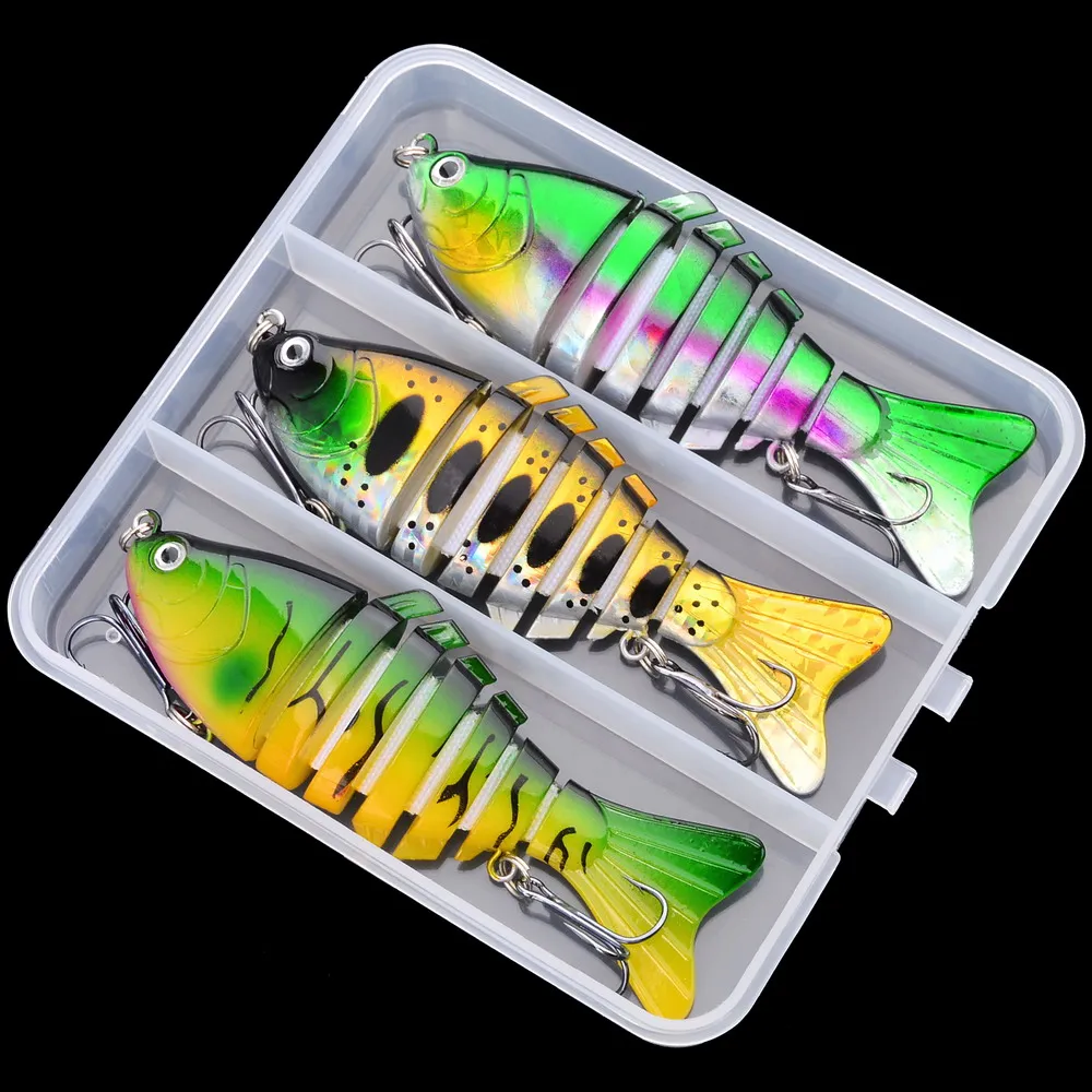 Wobblers de hundimiento, Señuelos de Pesca 6 Multi articulados Swimbait, cebo Artificial duro, señuelo de pesca de Lucio/lubina Crankbait, 3 unids/lote por caja - imagen 2
