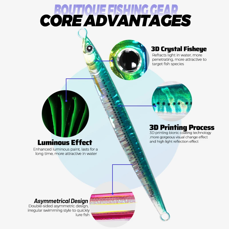 OBSESSION-anzuelos de Metal duro luminoso, 100g, 130g, 150g, 170g, velocidad de caída, anzuelos verticales de hundimiento rápido - imagen 4