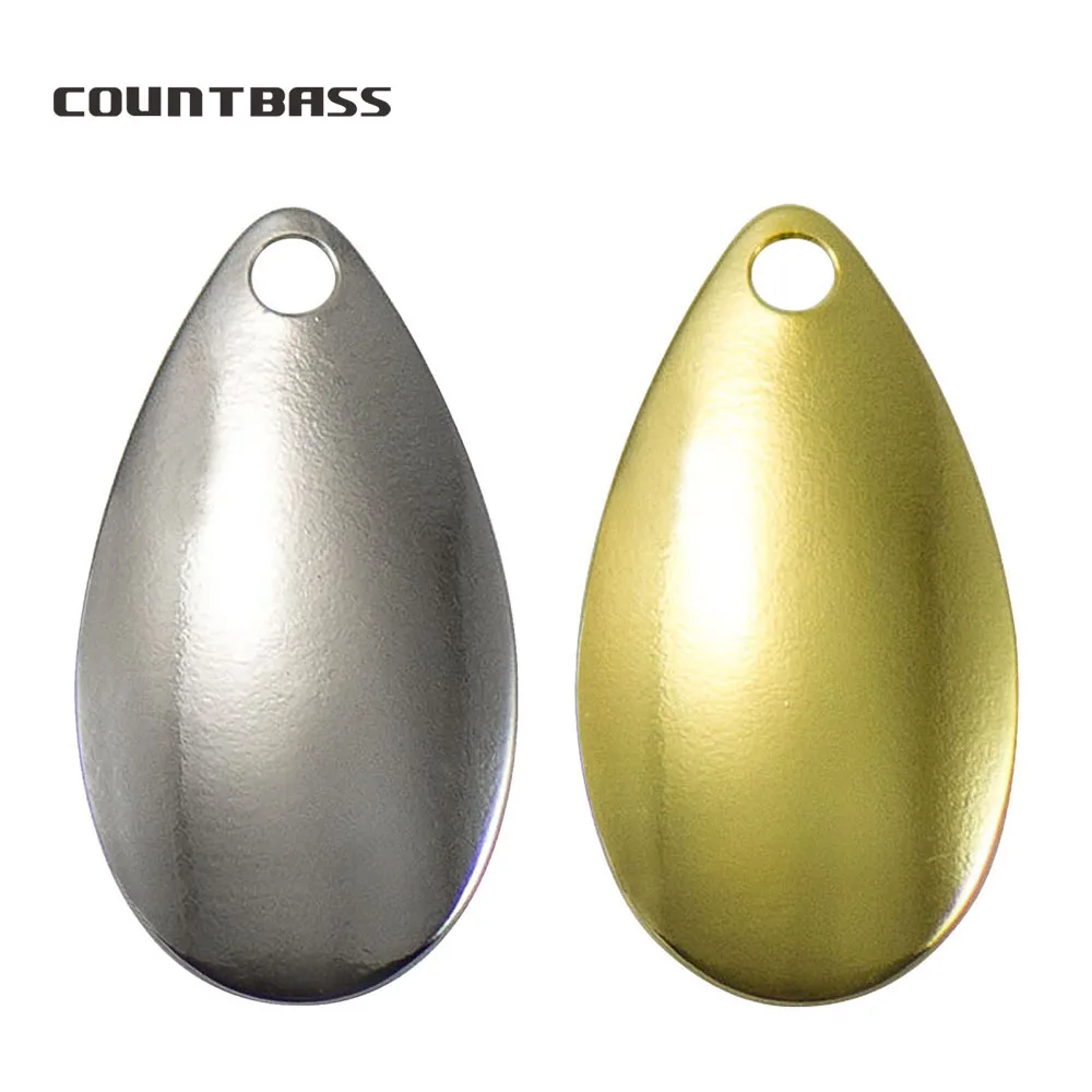 COUNTBASS 50 Uds. Tamaño 00-8 hojas giratorias Indiana patrón liso acabado en níquel y oro, hilanderos DIY aparejos de pesca dorados