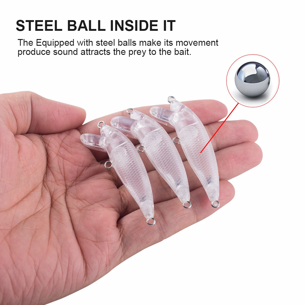 Hanlin-Mini pececillos artificiales flotantes de plástico duro, señuelos en blanco de pesca, aparejos de lubina, 10/20 piezas, 5,5 CM, 3,7G - imagen 4