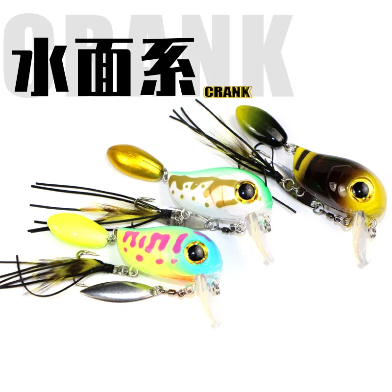 Cebo de manivela 8g 40mm pececillo flotante señuelo de Pesca Pesca Wobbler lentejuelas giratorias corriente de agua dulce lubina Lucio trucha perca cebo duro - imagen 2