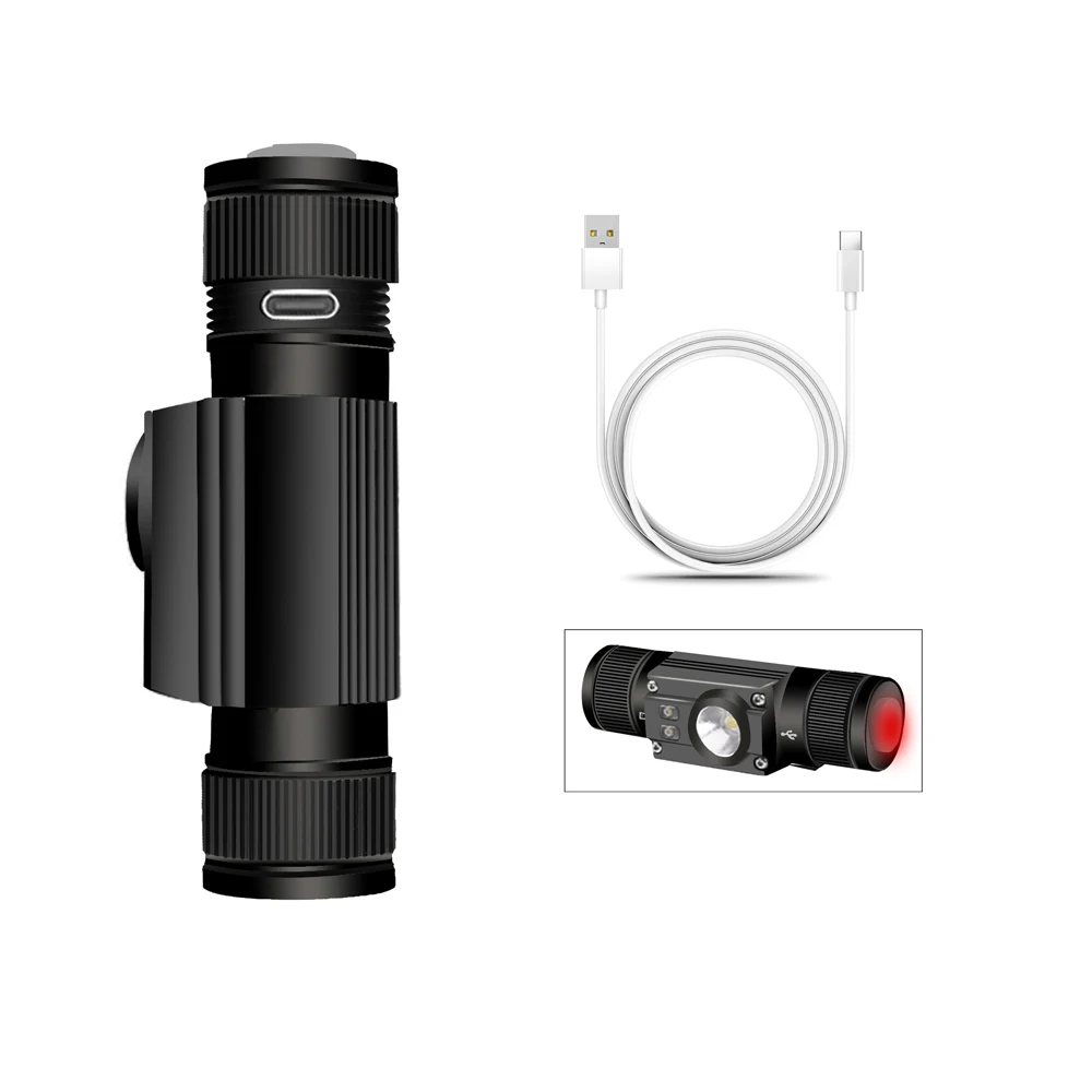 Faro LED de atenuación tipo C, luz de cabeza con función de memoria Flash, blanco y rojo, 18650 - imagen 4