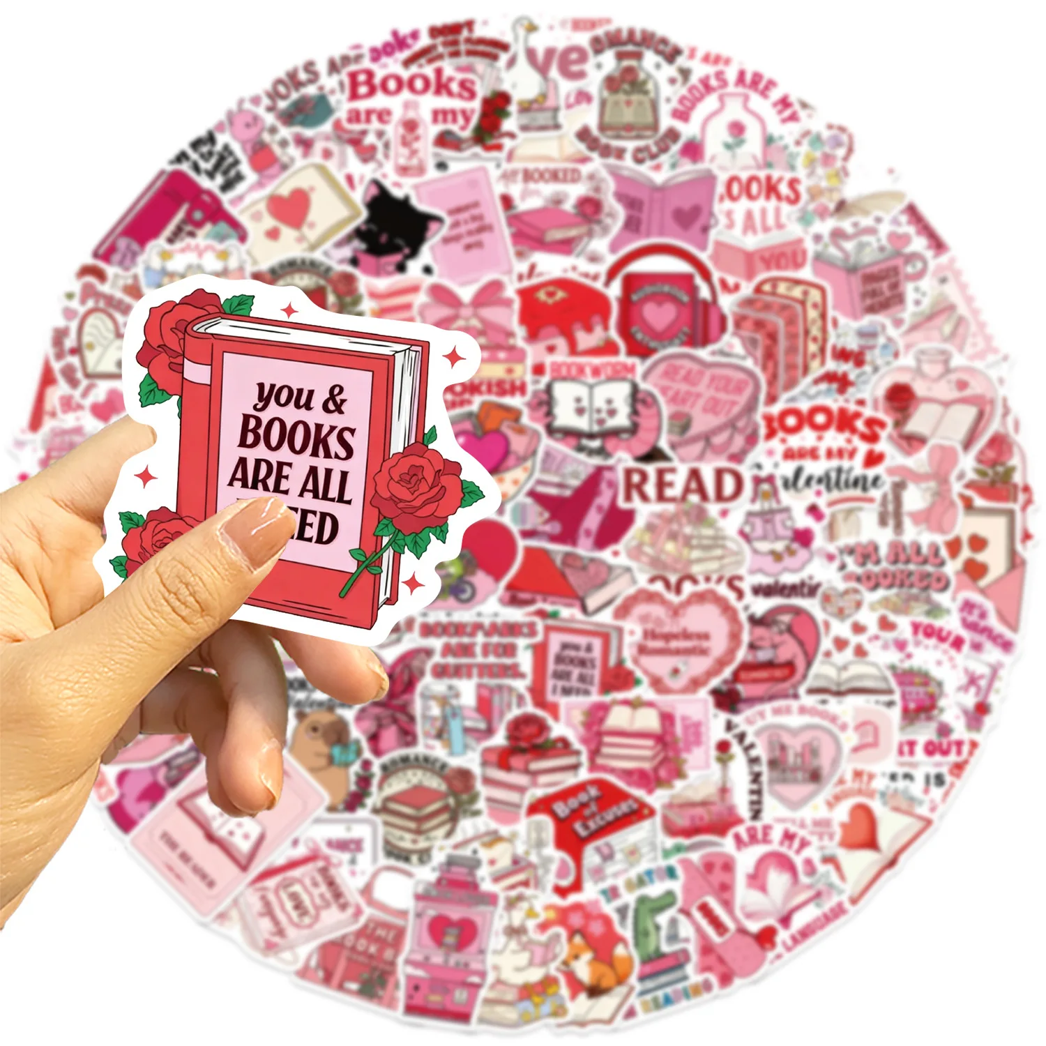 Pegatinas impermeables rosa San Valentín — diseño literario original - imagen 4
