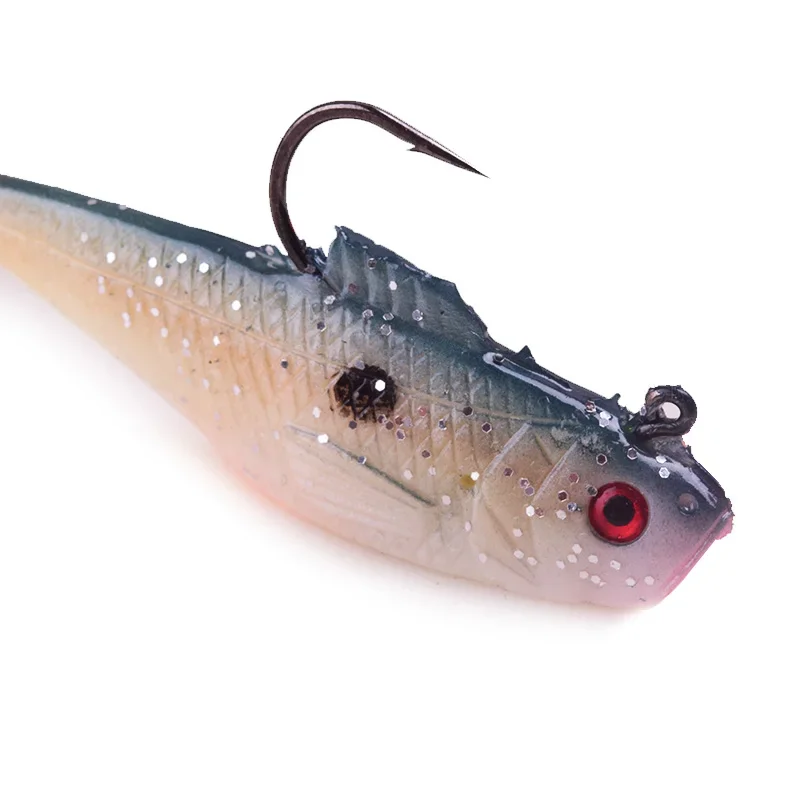 ALASICKA cabeza cebo suave cola en T Wobbler señuelo de Pesca carpa lubina cebo de goma Artificial Swimbait aparejos de Pesca 5/8, 5/11,5 CM - imagen 5