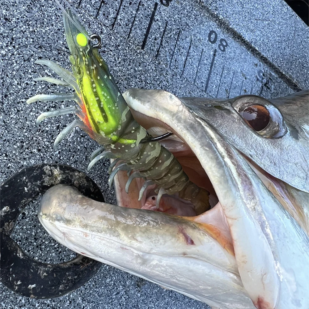 ANFS 1 ud./3 uds. Cebo suave luminoso señuelo de pesca de gambas con plantillas de pesca preinstaladas para lubina trucha Walleye agua dulce agua salada - imagen 5