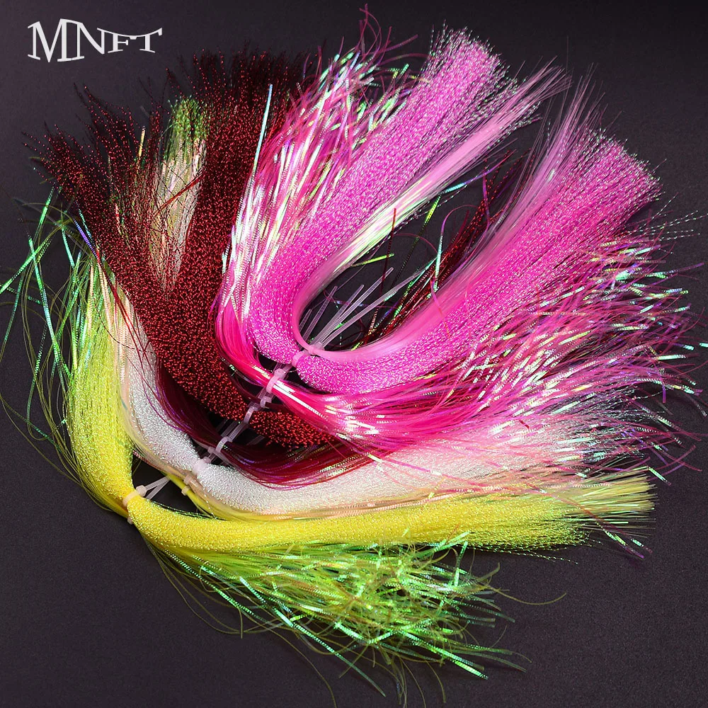 MNFT 6 paquetes Flashabou Crystal Krystal Flash String para atado de moscas Jig señuelo de pesca efecto ondulado pesca con mosca de agua dulce y salada