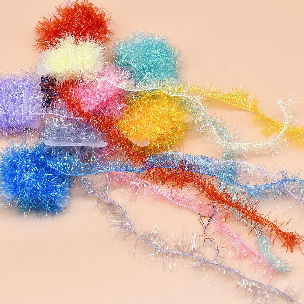 2 metros/tarjeta para ninfa, Material para atado de moscas brillantes, señuelos, serpentina, chenilla de hielo, hilo para atado de moscas, oropel de pesca con mosca - imagen 2