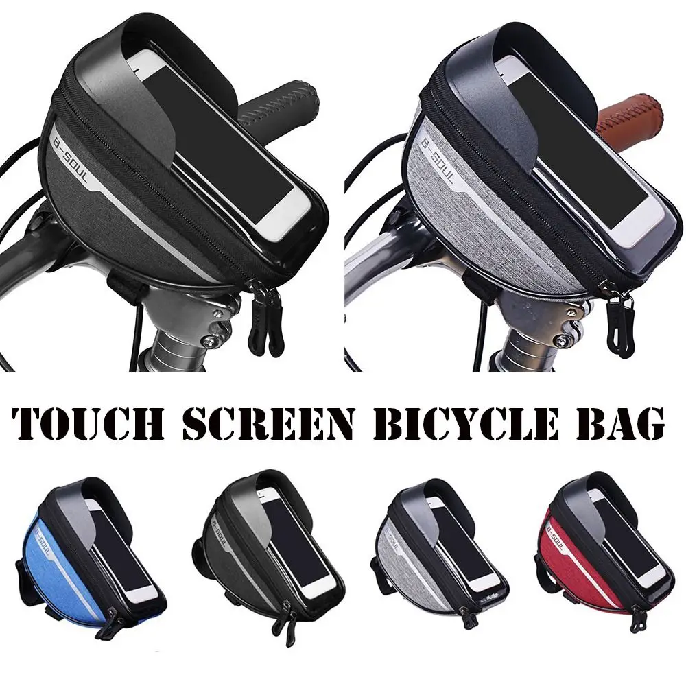 Funda impermeable para teléfono móvil de bicicleta, bolsa para teléfono con pantalla táctil, tubo frontal para manillar, novedad - imagen 3