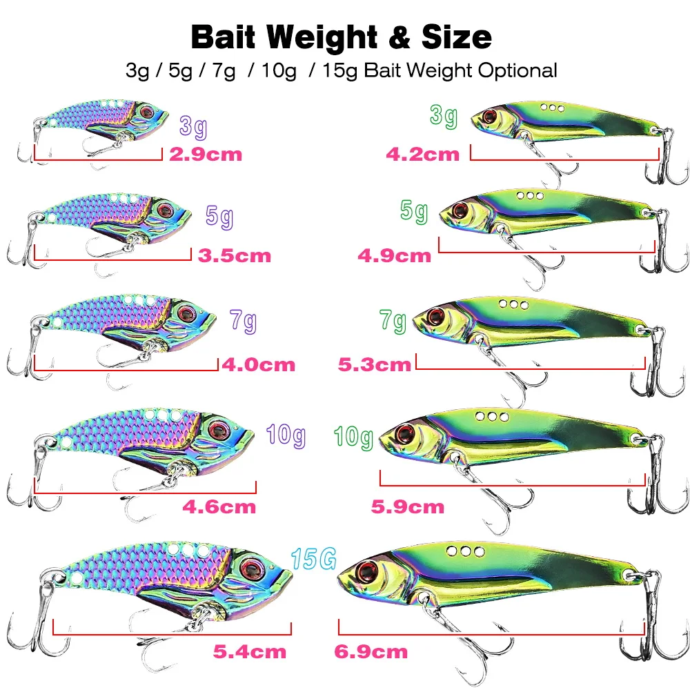 BAKAWA señuelos de Metal Vib VIB, señuelo de Pesca de hoja, pesa 3/5/7/10/15g, cuchara de vibración, cebo duro de agua salada, Pesca Artificial de lubina - imagen 4